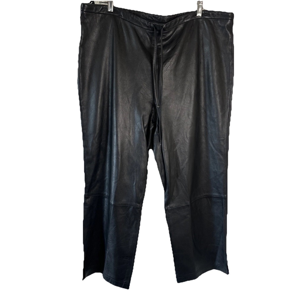 Lew Magrum Black 100% Leather Drawstring Pants Sz 18